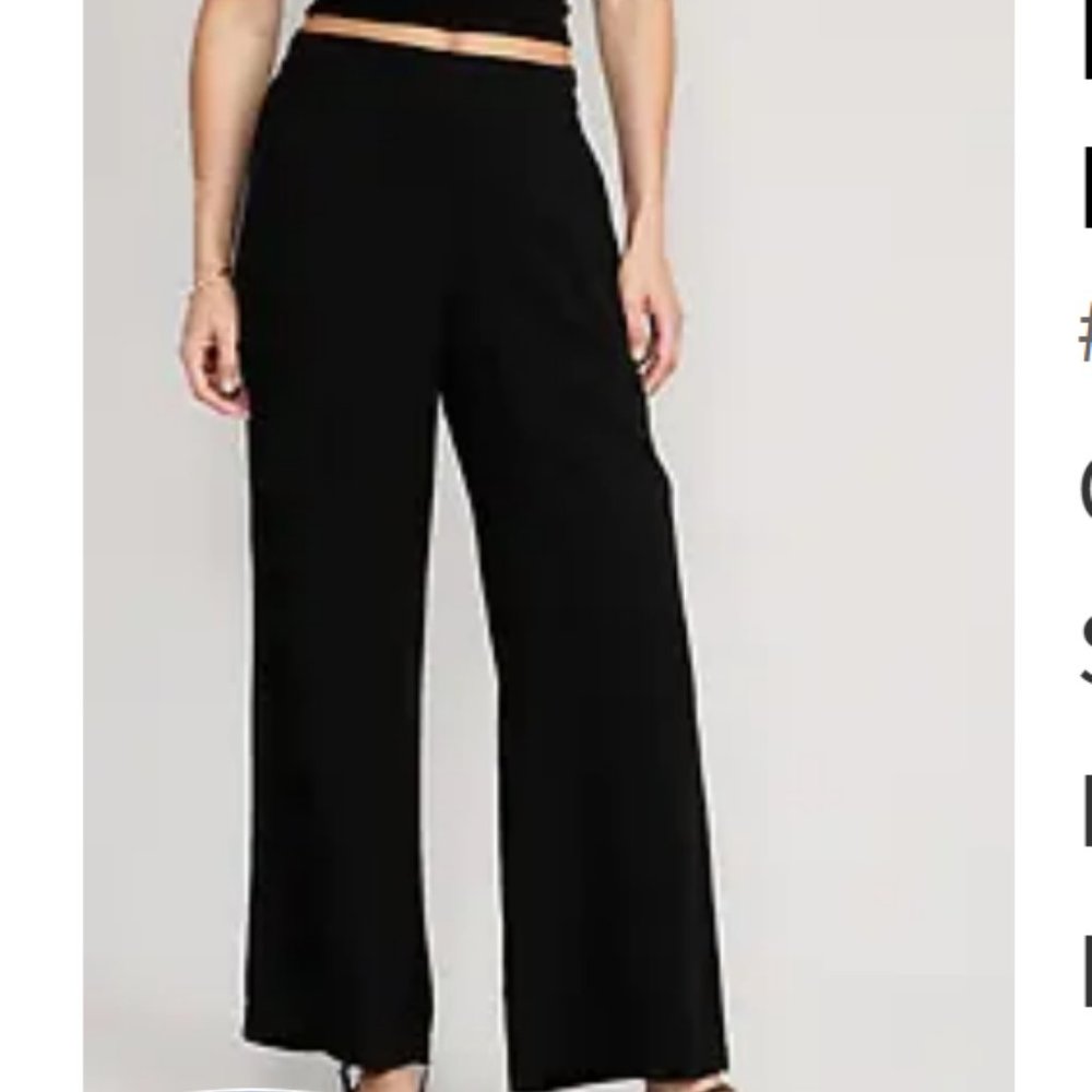 High-Waisted Playa Soft-Spun Wide-Leg Pants, Black Jack, 2X